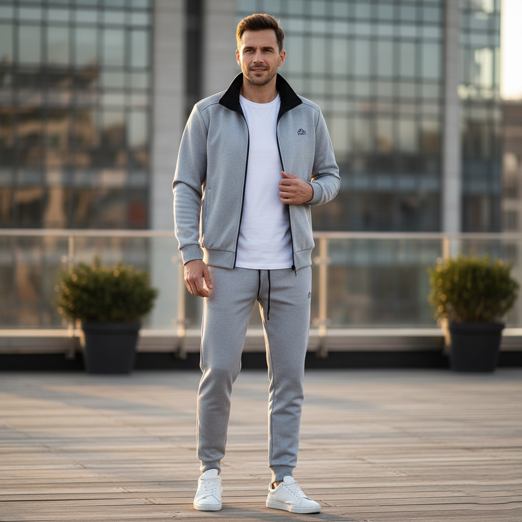 Męski Komplet Dresowy z Wysokim Kołnierzem - Styl i Komfort