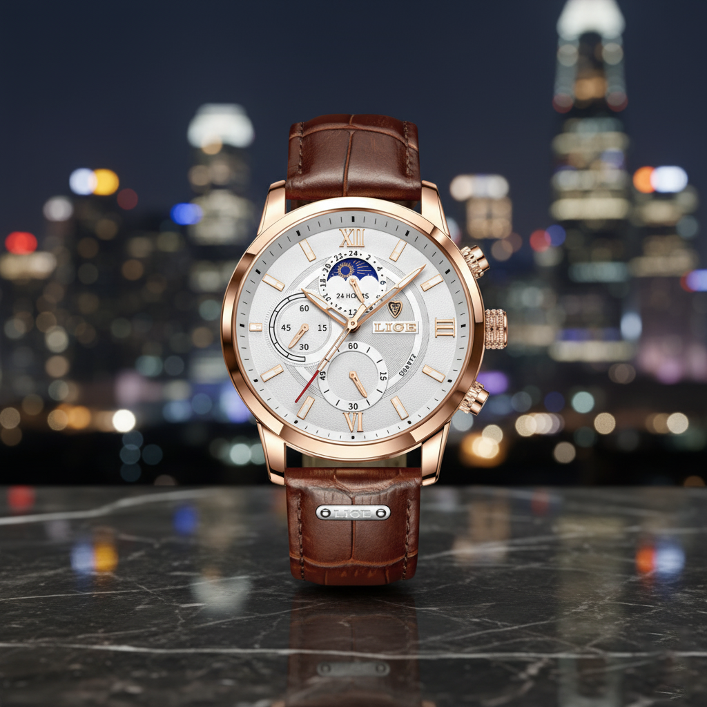 Męski Zegarek Chronograf Wodoodporny | Elegancki & Funkcjonalny