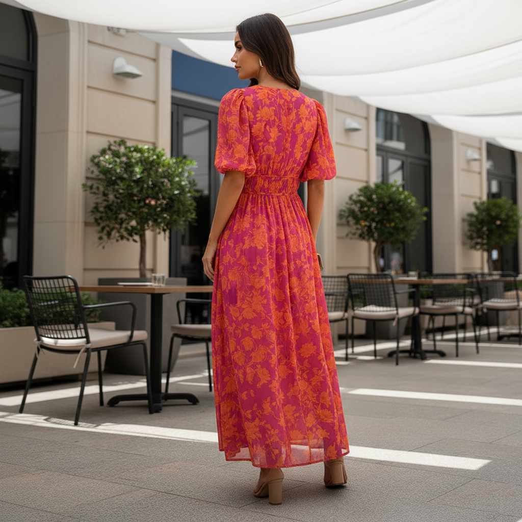 Katarzyna Maxi Sukienka - Moda | Elegancki Serek Dekolt