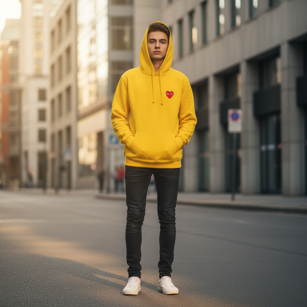 Męska Bluza z Kapturem - Haftowane Serce | Komfort i Styl