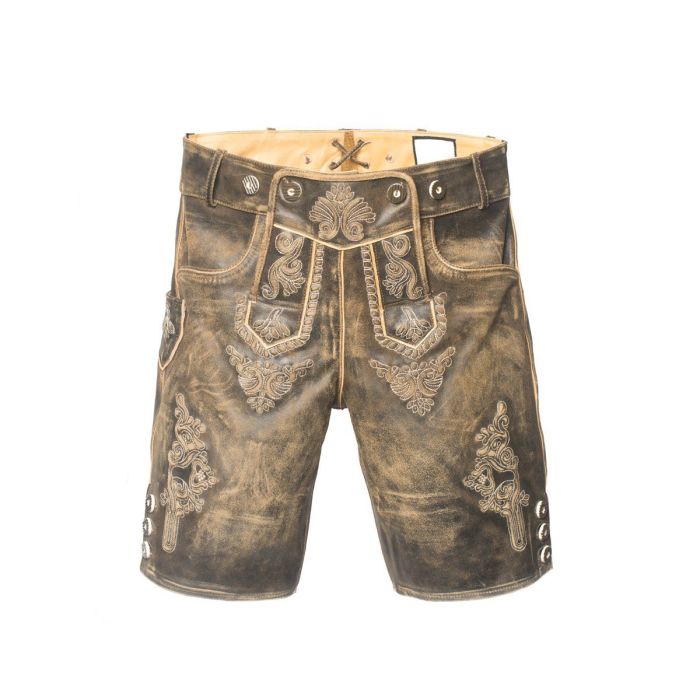 Stylowe krótkie lederhosen męskie. Wygodne bawarskie spodnie na Oktoberfest i inne festyny.