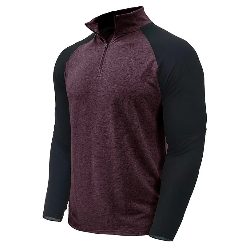 Męski półgolf z zamkiem, longsleeve casualowy, uniwersalny element garderoby.