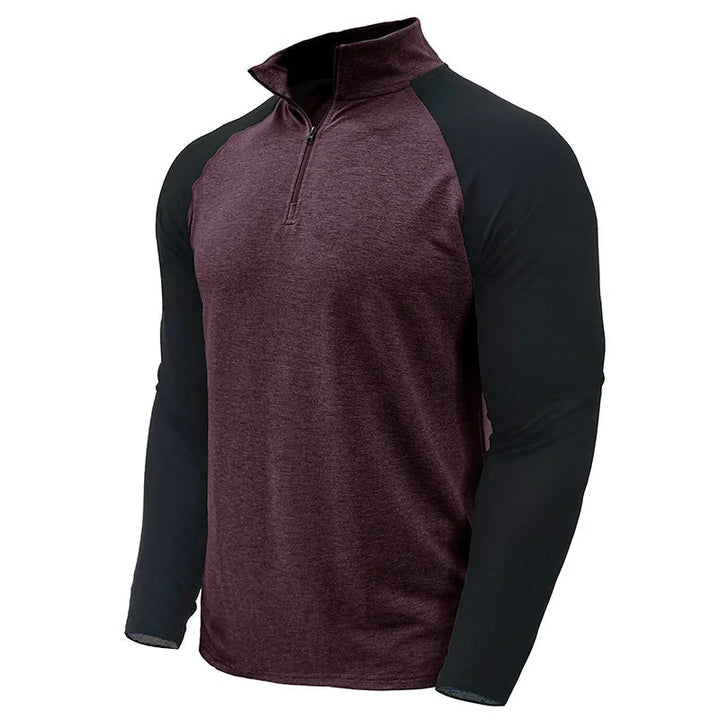 Męski półgolf z zamkiem, longsleeve casualowy, uniwersalny element garderoby.