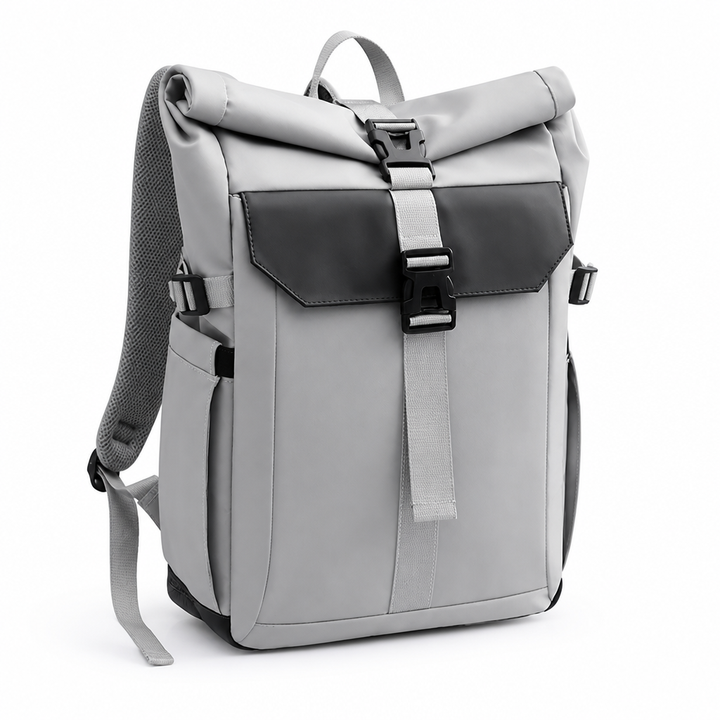 Plecak rolltop unisex na laptopa, praktyczny do pracy i na uczelnię, z regulowaną pojemnością.