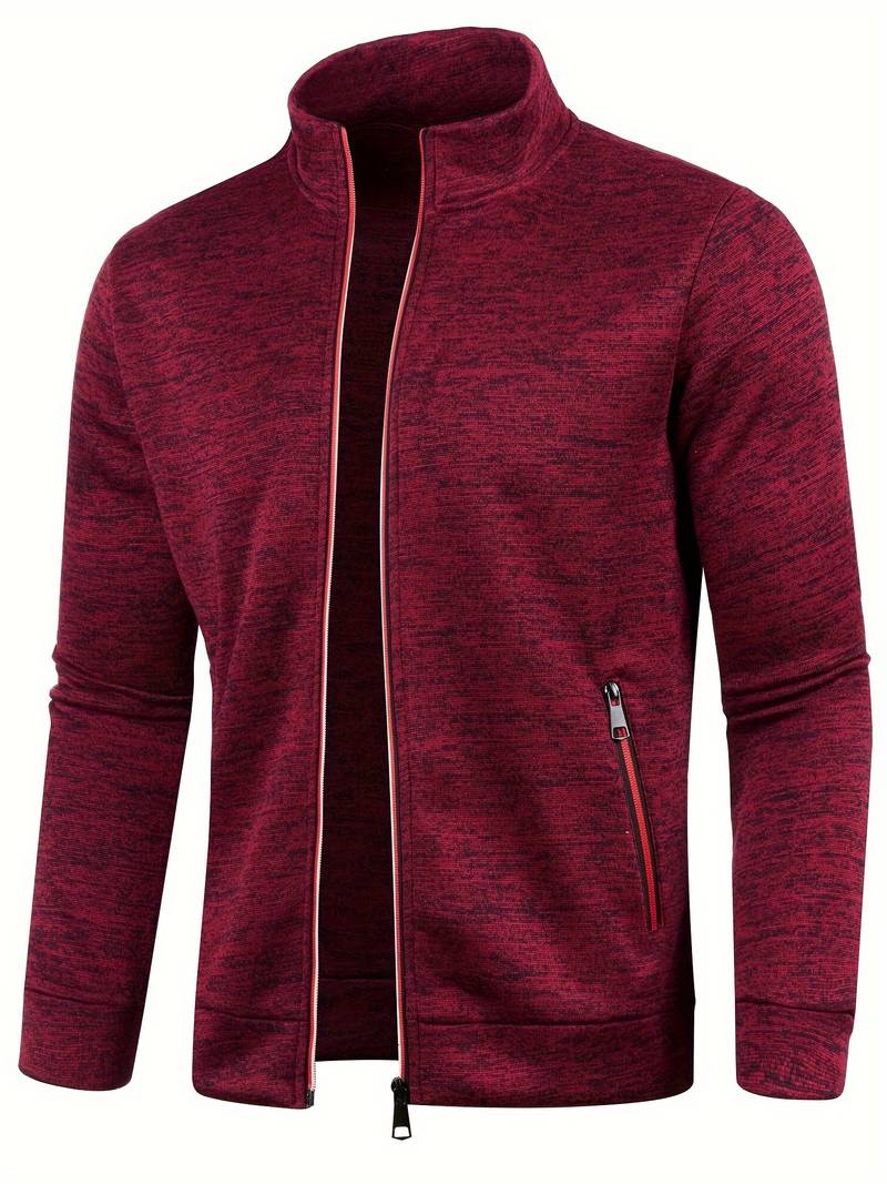Elegancka męska bluza Luca ze stójką, zamkiem. Zimowa, casualowa odzież, zapewnia komfort i styl.