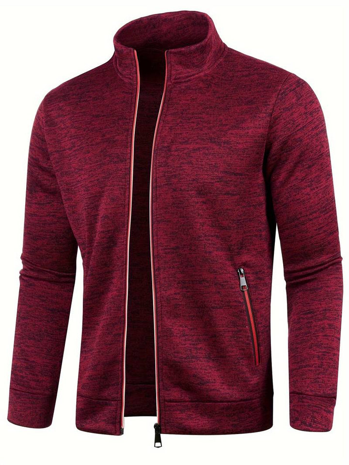 Elegancka męska bluza Luca ze stójką, zamkiem. Zimowa, casualowa odzież, zapewnia komfort i styl.