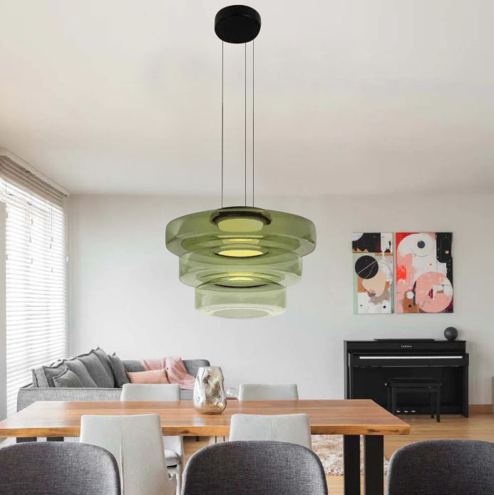 Szklana lampa wisząca Bauhaus, bursztynowa, doskonałe oświetlenie dekoracyjne.
