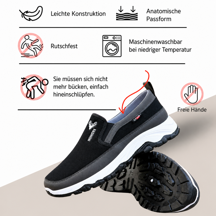 Lekkie męskie buty wsuwane z oddychającej siateczki. Idealne na spacery i aktywność.