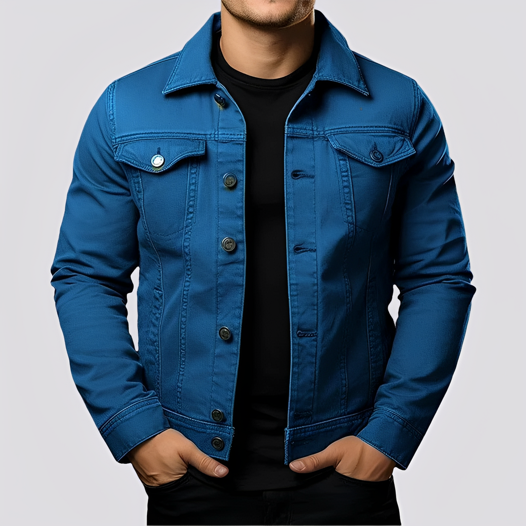 Wygodna męska kurtka jeansowa vintage, wszechstronna odzież wierzchnia na każdą porę roku, styl casual.