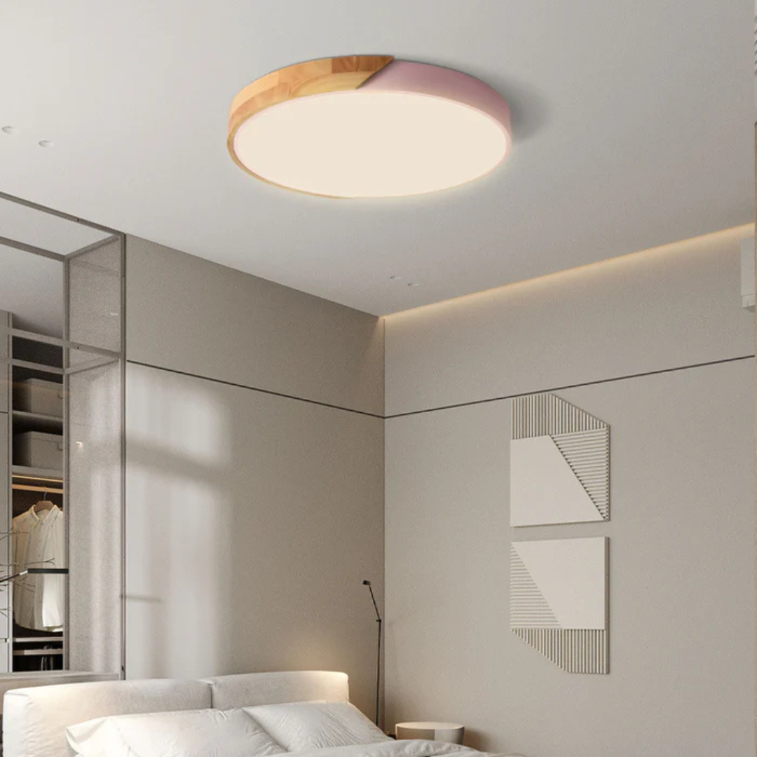 Elegancka lampa LED sufitowa, D23, biała, minimalizm w oświetleniu wnętrz.