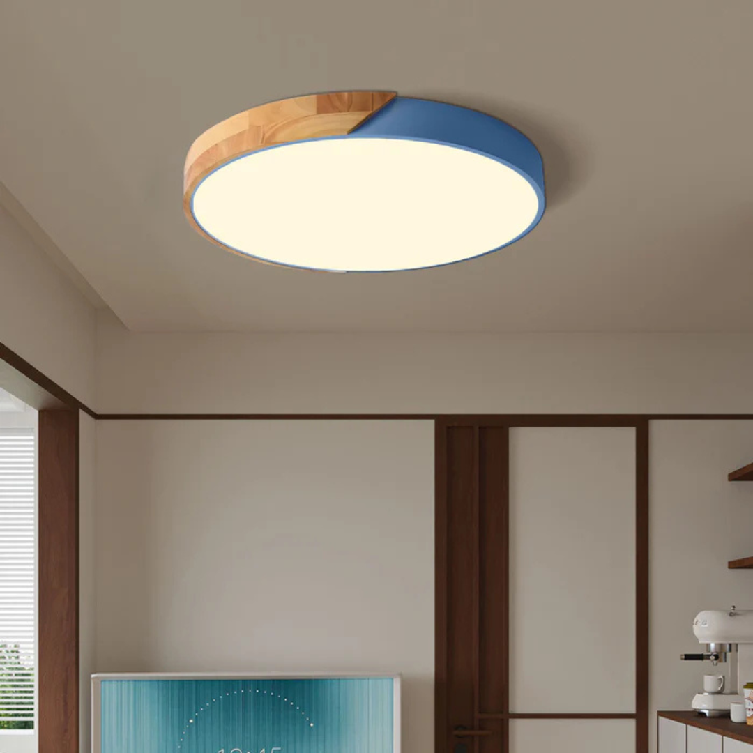 Designerska lampa sufitowa LED D30, oświetlenie wnętrz, minimalistyczny styl.
