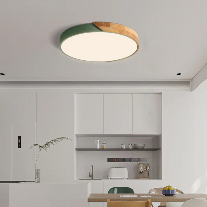 Skandynawska lampa sufitowa LED, naturalne światło, dekoracja domu.