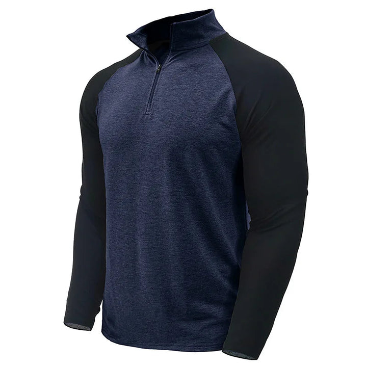 Ciepły męski longsleeve z półgolfem i zamkiem, komfortowa bluza na zimę.
