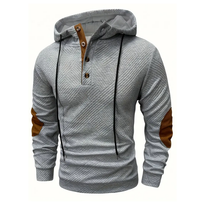 Męska bluza z kapturem i guzikami, idealna na wiosnę/jesień. Komfortowa, sportowa odzież outdoorowa.