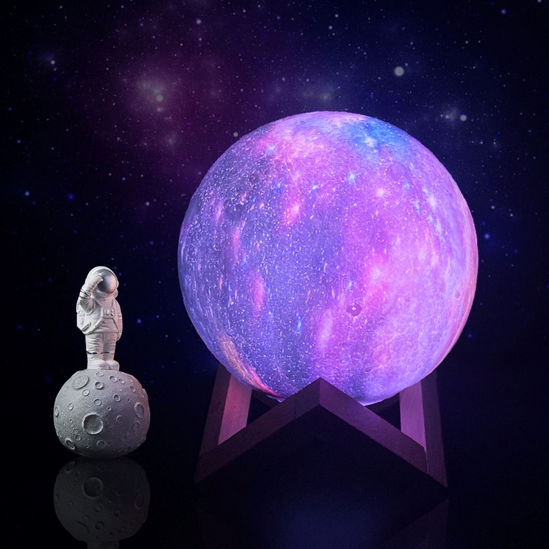 Szczegółowa bezprzewodowa lampa księżycowa, realistyczne kratery. Tworzy magiczne, nocne oświetlenie dekoracyjne.