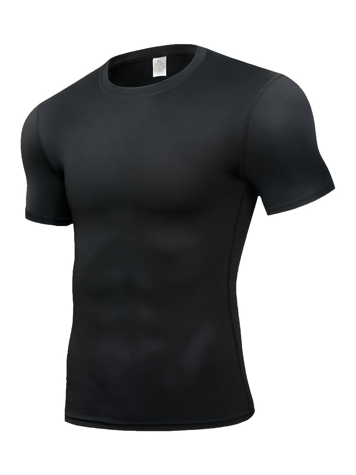 Męska koszulka sportowa kompresyjna z krótkim rękawem, slim fit. Idealna na trening i fitness.