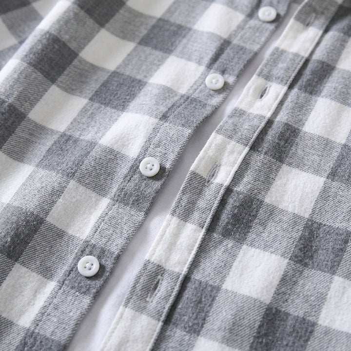 Męska koszula smart casual z długim rękawem, w modną kratę szaro-niebieską. Button down, do biura i na wyjścia.