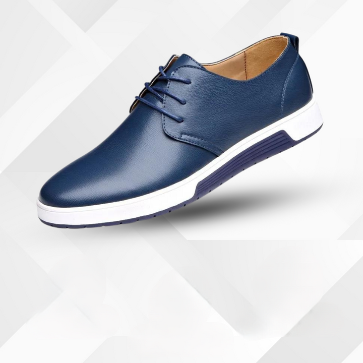 Męskie buty ortopedyczne Eliano. Czarne, stylowe obuwie na co dzień z elastyczną podeszwą dla komfortu.