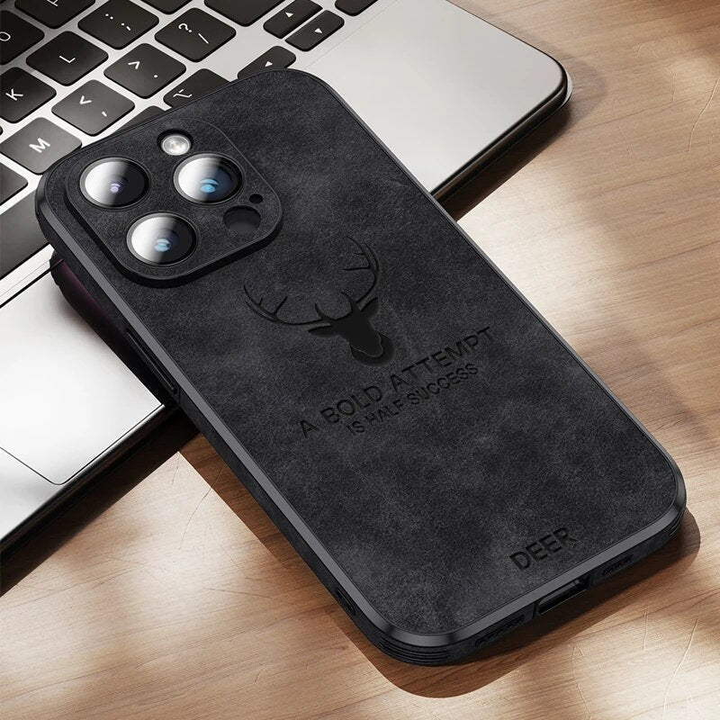 Luksusowe skórzane etui na iPhone'a, sarnia skóra, ochrona aparatu, Veltro.