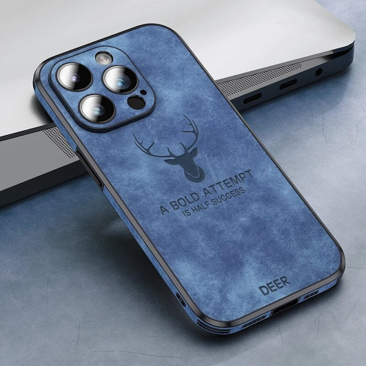 Antywstrząsowe etui iPhone, skóra jelenia, ochrona aparatu, stylowy i premium futerał.