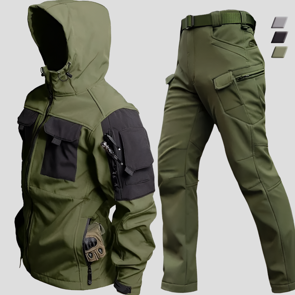 Męski zestaw softshellowy outdoorowy do turystyki i wędrówek. Sportowy, funkcjonalny ubiór na każdą przygodę.