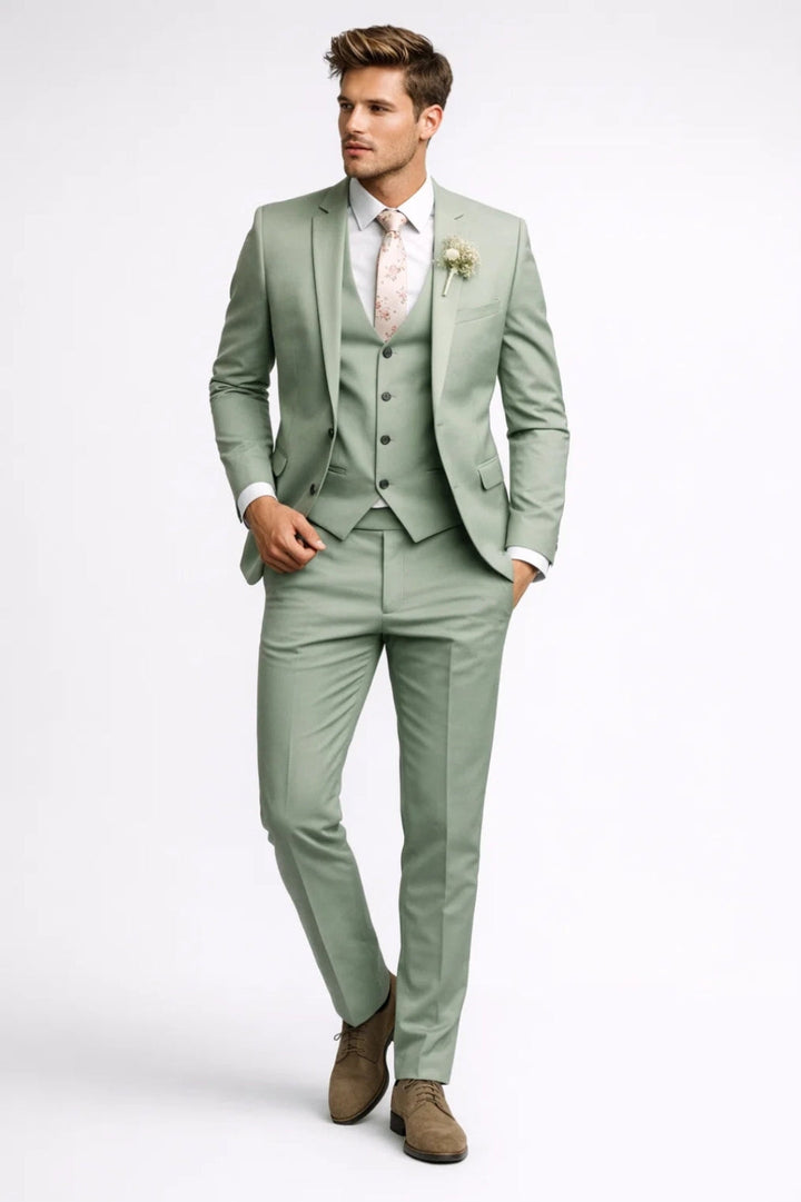 Męski garnitur 3-częściowy slim fit. Elegancki, modny strój na wesele, biznes i uroczystości.