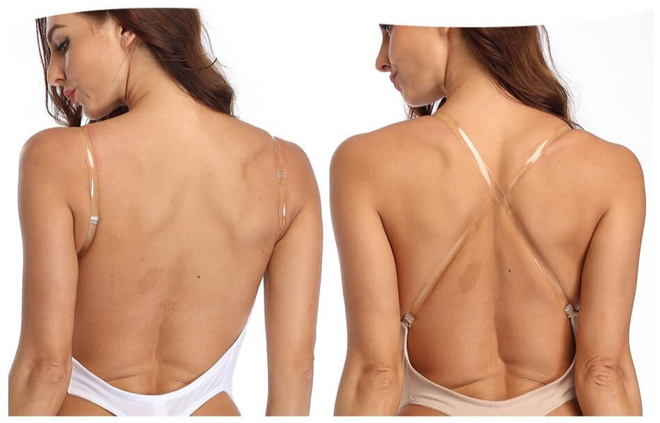 Wyszczuplające body shaper damskie z komfortowej bezszwowej tkaniny, z dekoltem V i otwartymi plecami.
