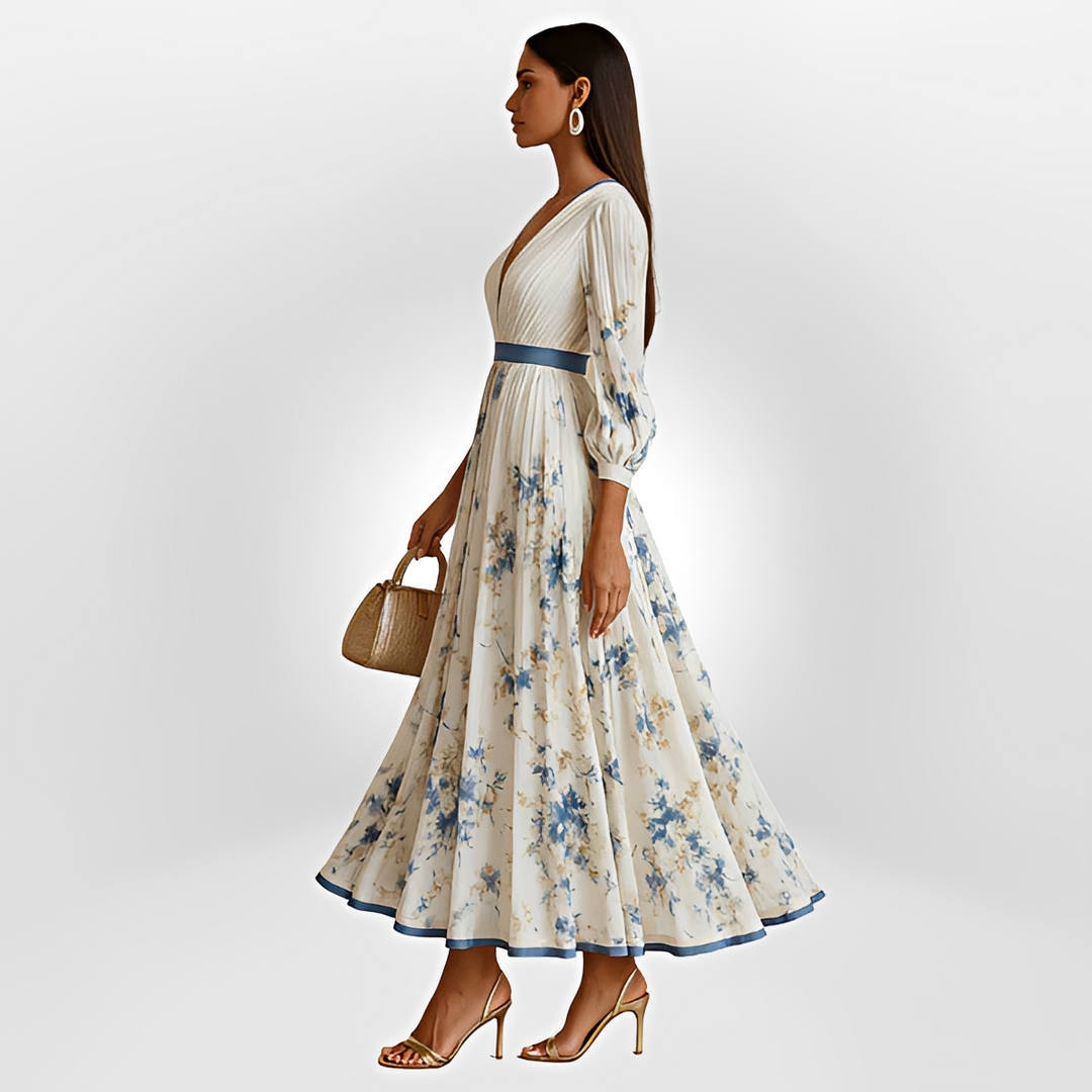 Damska sukienka letnia casual midi z dekoltem V. Wygodna sukienka na co dzień, także plus size.