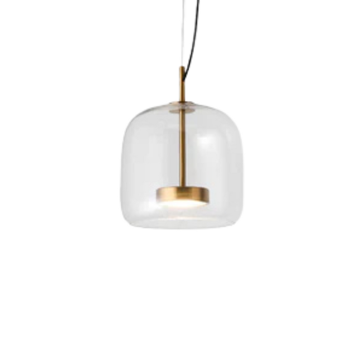 Stylowa lampa wisząca do salonu i jadalni. Retro design, nastrojowe oświetlenie sufitowe ze szkła i metalu.