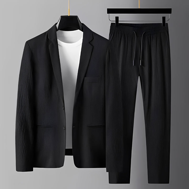 Elegancki męski zestaw dwuczęściowy. Komfortowy komplet męski, idealny do modnych stylizacji na co dzień.