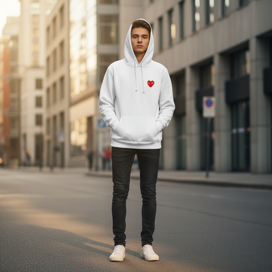 Męska Bluza z Kapturem - Haftowane Serce | Komfort i Styl