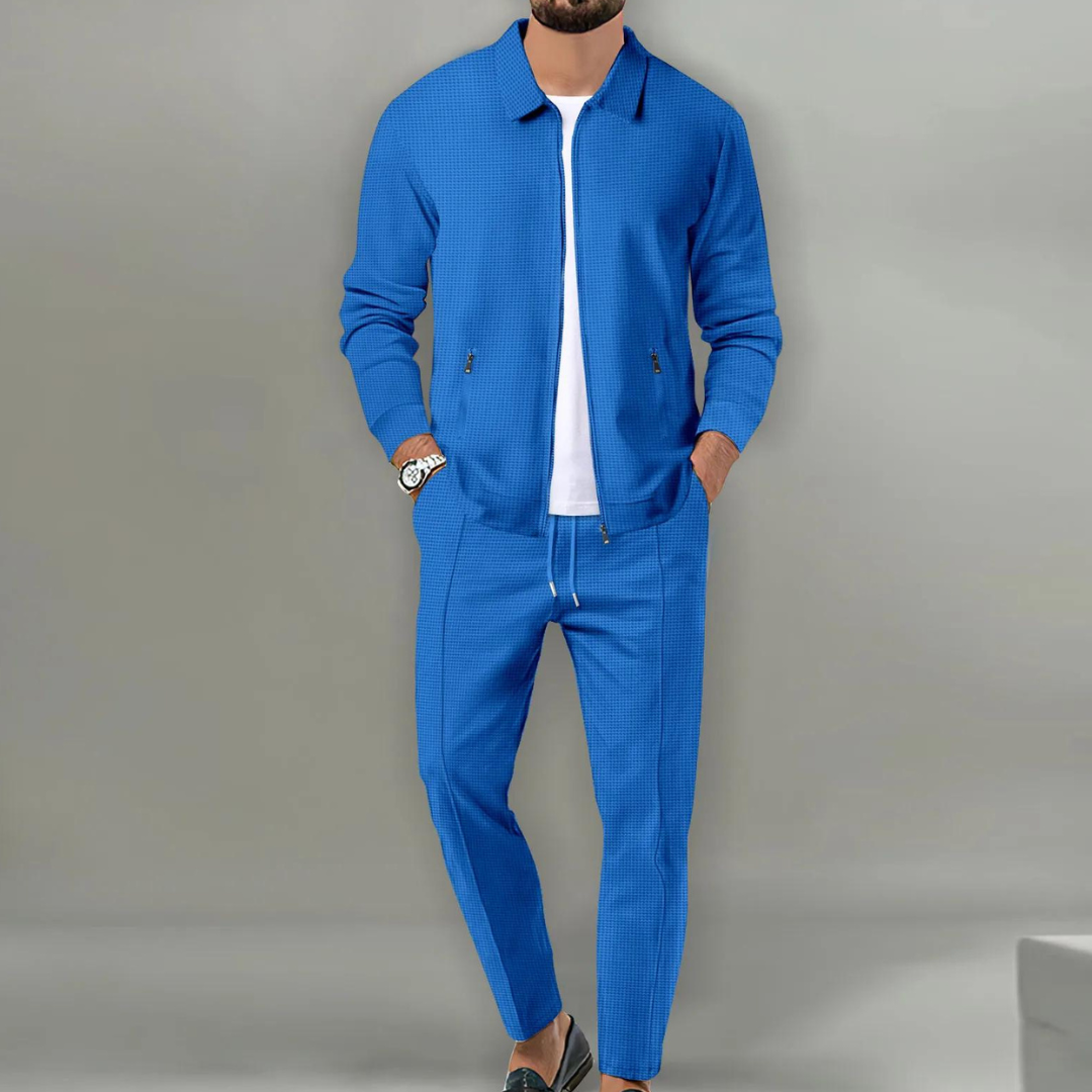 Kompletny męski dres slim fit. Wszechstronny zestaw sportowy i casualowy, zapewniający komfort i styl.