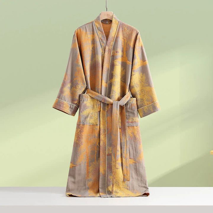 Elegancki damski szlafrok kimono z muślinu bawełnianego. Miękki, lekki, stylowa odzież domowa.