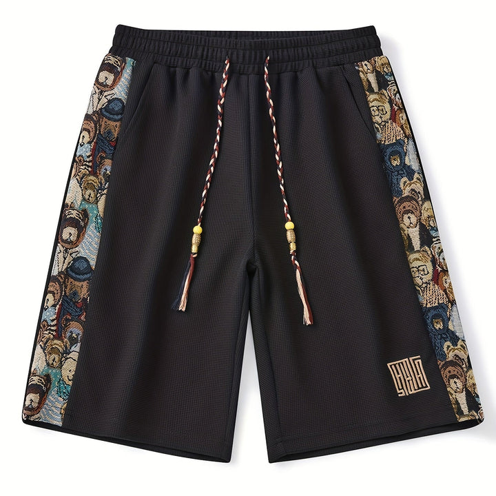 Stylowe męskie szorty do kolan z haftem, niezastąpione w letniej garderobie. Modne, komfortowe i luźne.