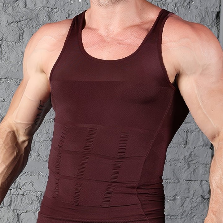 Nowoczesny tank top kompresyjny dla mężczyzn. Dopasowany, bez rękawów, do budowania masy i rzeźby.
