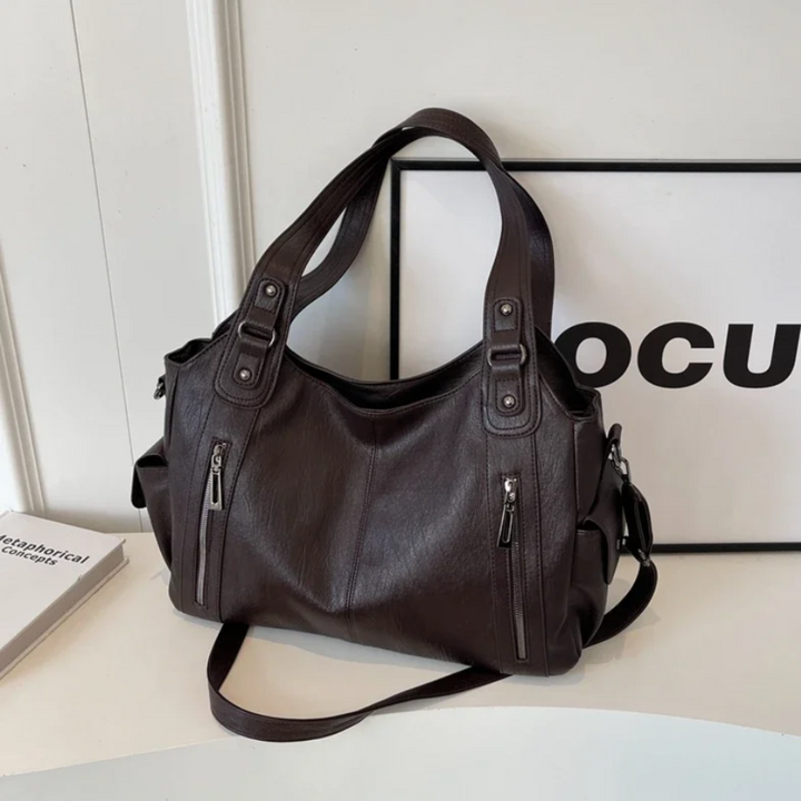 Elegancka damska torba na ramię ze skóry ekologicznej, idealna na laptopa. Modna i praktyczna do pracy.