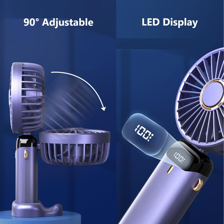 Przenośny wentylator USB z LED, składany, uniwersalny, na upalne lato, 5 prędkości.