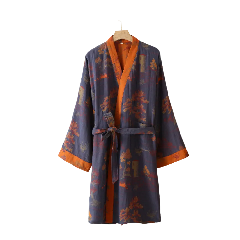 Miękki, bawełniany szlafrok kimono unisex. Idealny do domowego komfortu i relaksu.