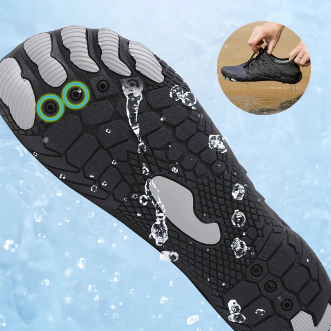 Wnętrze komfortowych butów barefoot unisex z płaską podeszwą, wspierające naturalny ruch.