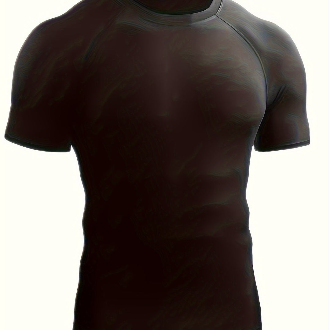 Męska koszulka kompresyjna skinny fit, odzież sportowa na treningi siłowe i cardio.