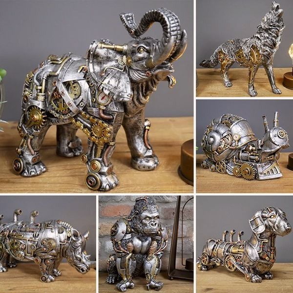 Figurka zwierzęcia steampunk. Unikalna rzeźba do wnętrza, stylizowana na maszynę.