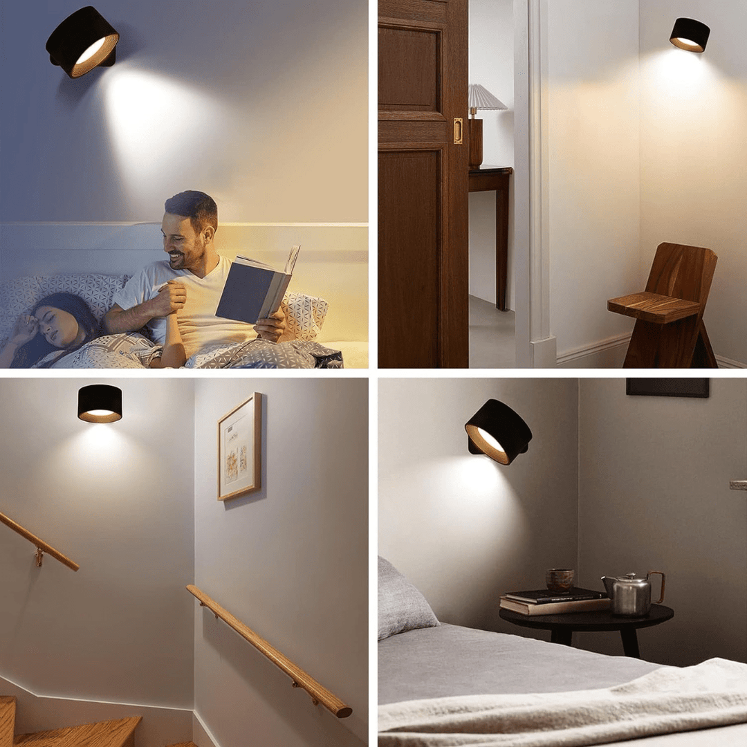 Nowoczesna lampa ścienna LED OmniGlow, bezprzewodowa i akumulatorowa, łatwa instalacja oświetlenia.