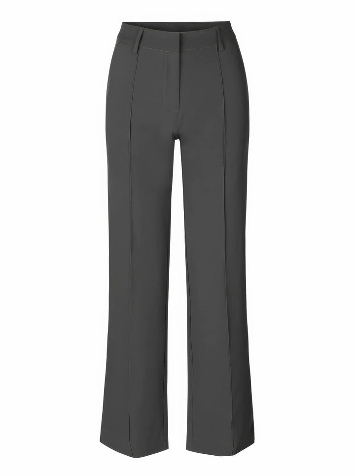 Spodnie damskie szare, z wysokim stanem, modne, eleganckie i komfortowe.