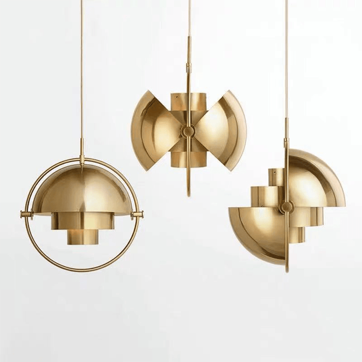Designerska metalowa lampa wisząca. Skandynawskie oświetlenie sufitowe, nowoczesna dekoracja.