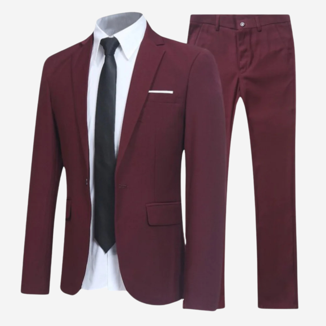 Elegancki męski garnitur slim fit 3-częściowy. Idealny na ślub, biznes i inne formalne okazje. Odzież męska.