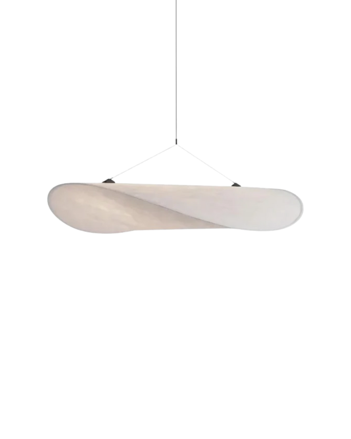 Lampa sufitowa Japandi z efektem zaćmienia. Minimalistyczne oświetlenie salonu i sypialni.