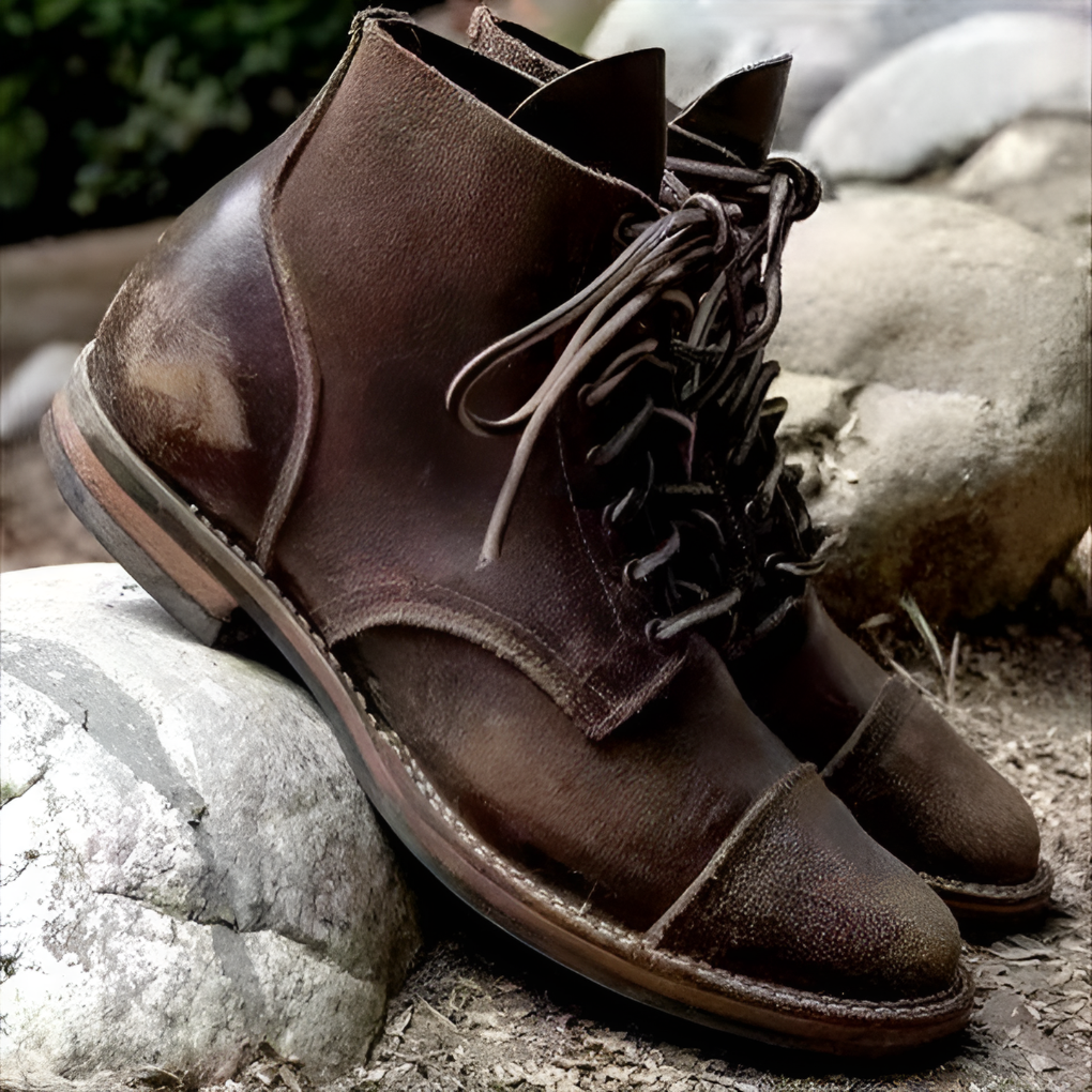 Eleganckie męskie botki sznurowane w stylu retro. Modne buty do codziennej mody i komfortu.