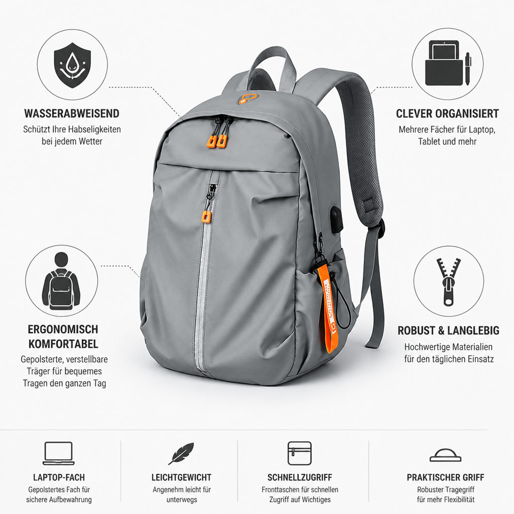 Ergonomiczny plecak na laptopa unisex z wygodnymi, regulowanymi paskami. Stylowy i wodoodporny, idealny do miasta.