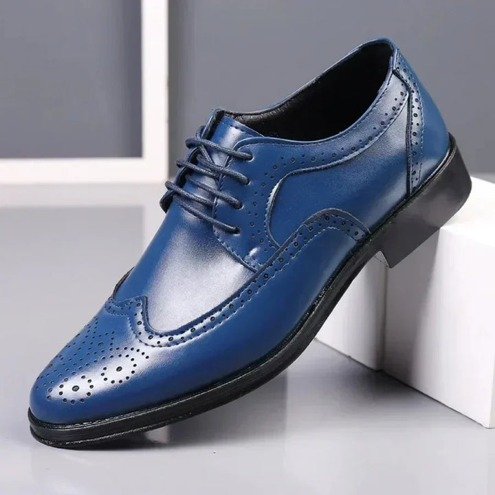 Męskie buty Lorenzo ze skóry cielęcej. Klasyczne, sznurowane obuwie eleganckie, idealne do formalnych stylizacji biznesowych.