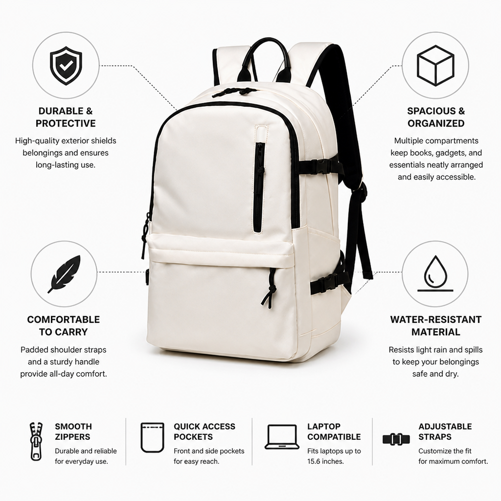 Komfortowy plecak miejski unisex, ergonomiczny. Idealny na co dzień, do szkoły lub pracy.